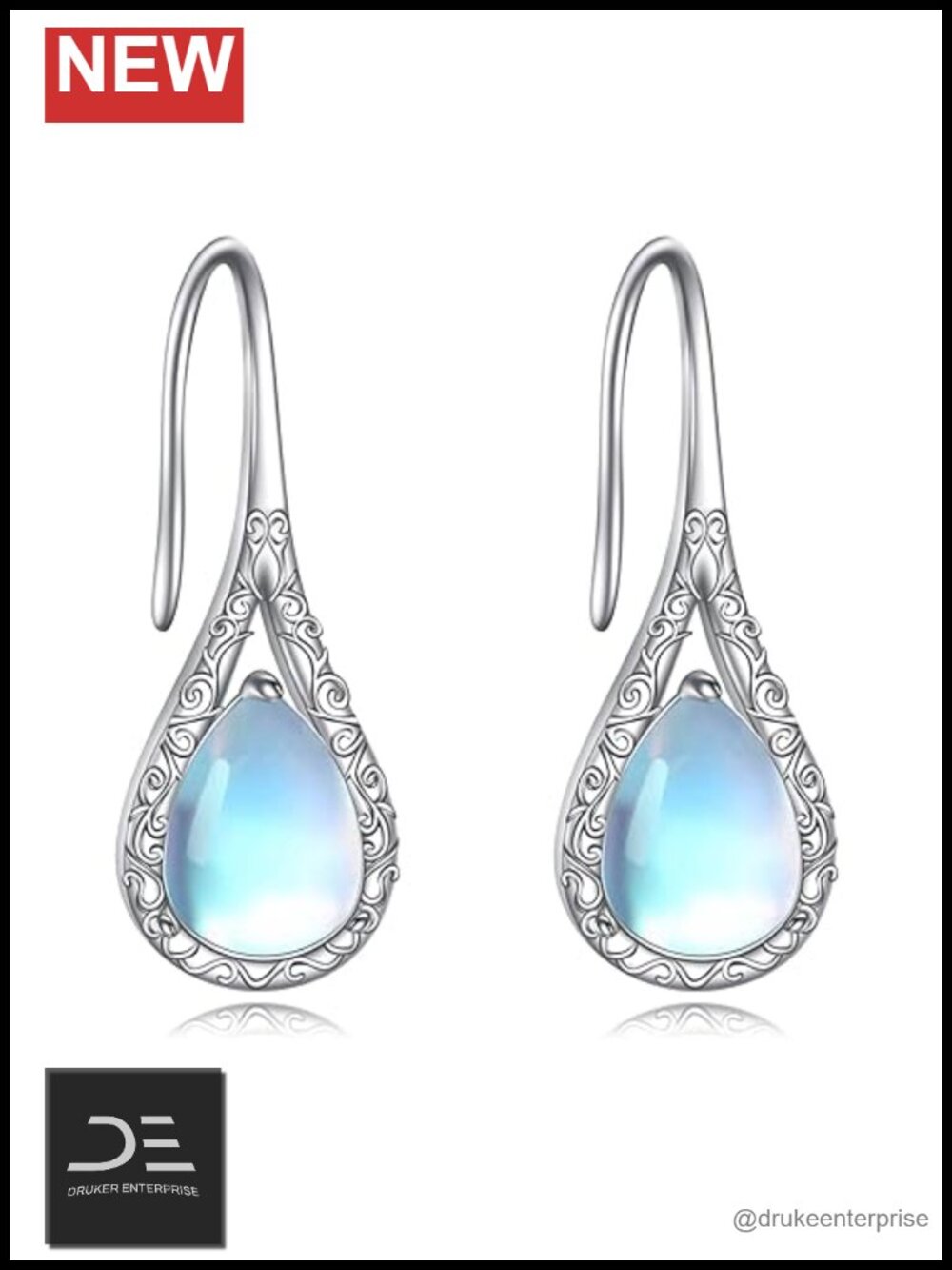 Sterling Silver Dangle Drop Earrings Lever Back Moonstone Gemstone Jewelry